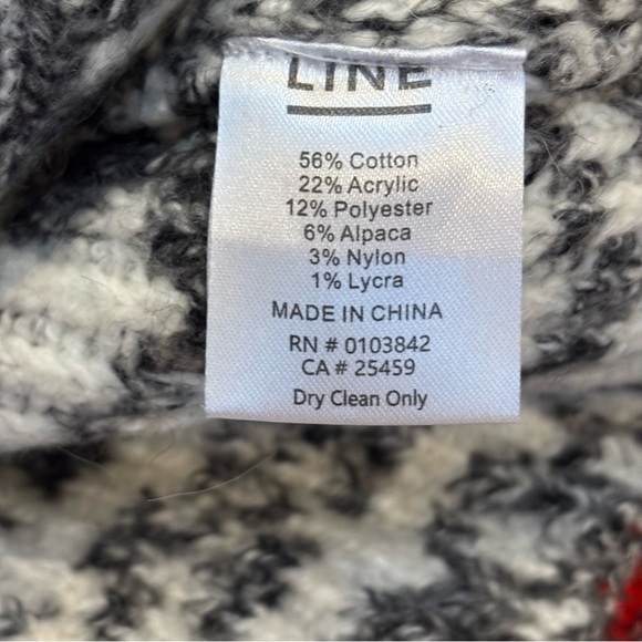 Line Helga Quarter Zip Pullover Sweater Geometric Fair Isle Alpine Gray L NEW - Picture 14 of 14